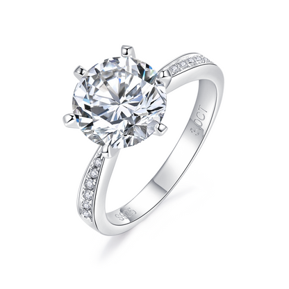 [TW] [NEW ARRIVAL][#Link 02] 3 Carat Six Claws Double Moissanite Band S925 Sterling Silver Moissanite Ring