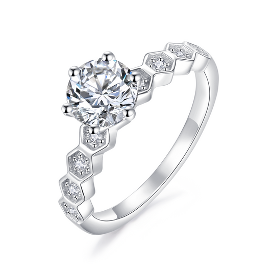 [TW] [NEW ARRIVAL][#Link 07] 2 Carat honeycomb ring  S925 Sterling Silver Moissanite Ring