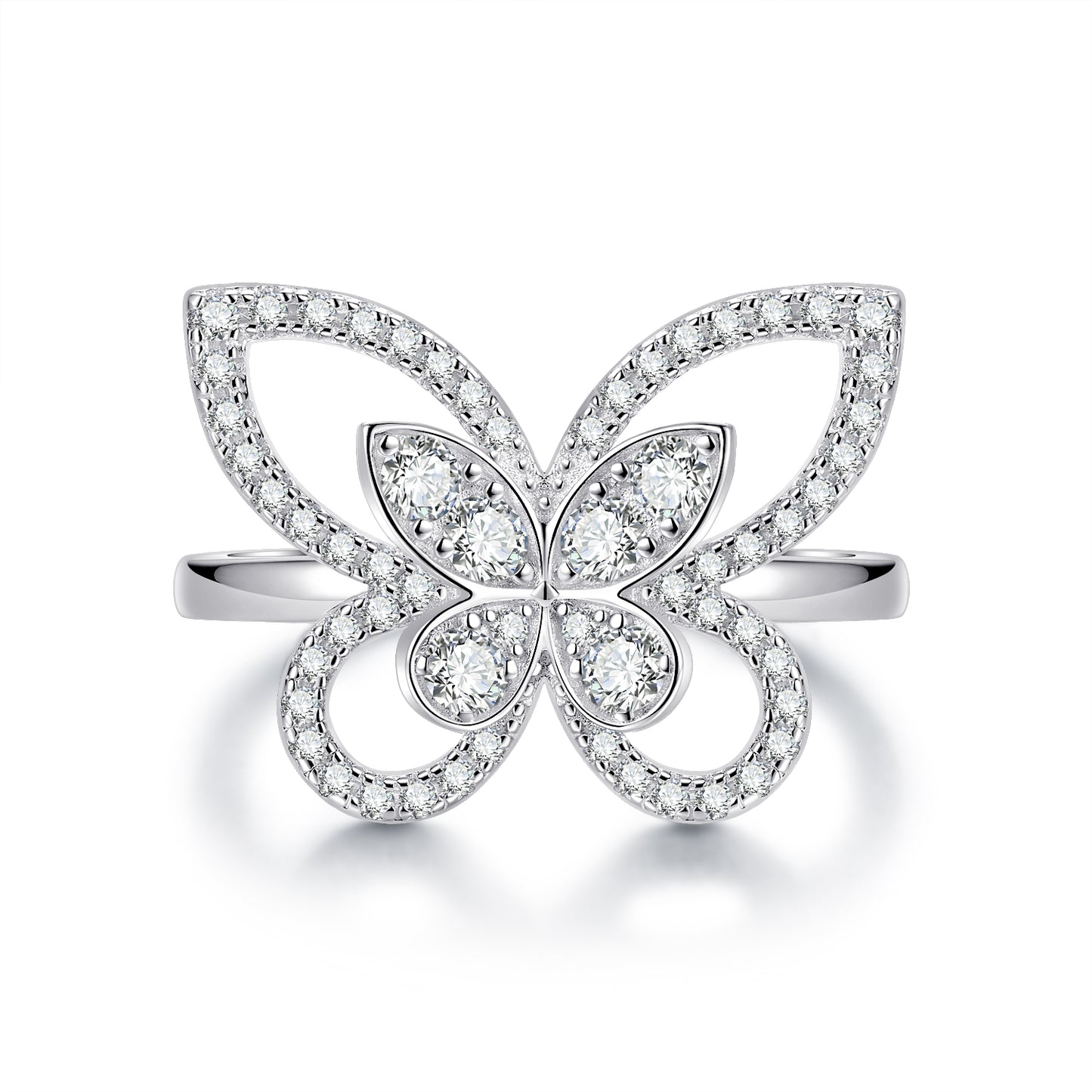 [TW] [#Link 39] S925 Sterling Silver Butterfly Shape Moissanite Ring