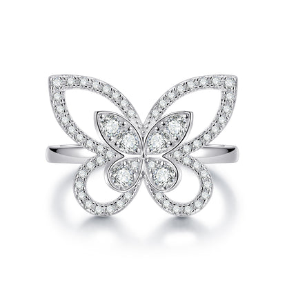 [TW] [#Link 39] S925 Sterling Silver Butterfly Shape Moissanite Ring