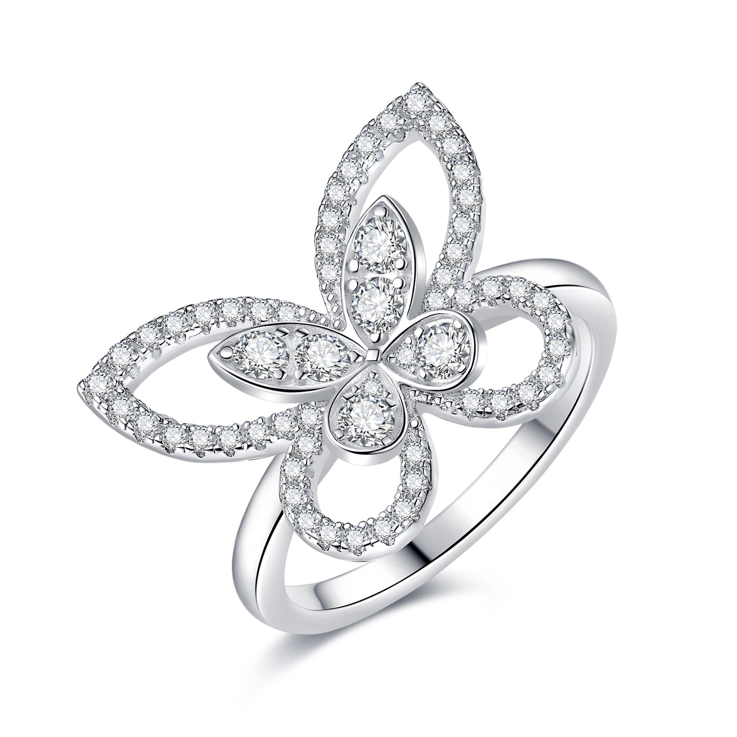 [TW] [#Link 39] S925 Sterling Silver Butterfly Shape Moissanite Ring